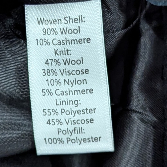 $598 Mens AMICABLE Mixed Media Wool Blend Puffer Jacket Black Large - Picture 7 of 8